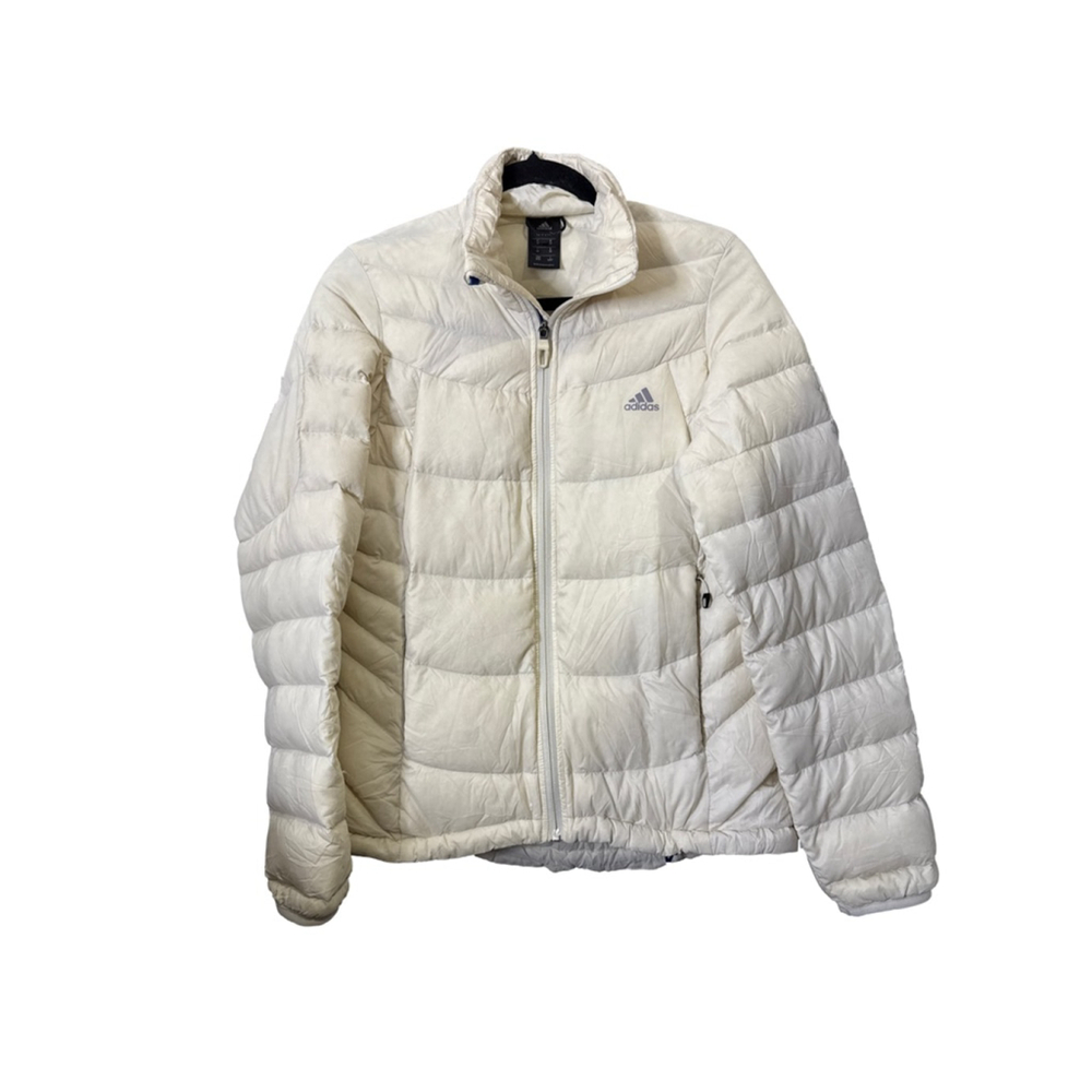 Adidas Off-White Puffer Jacket M with Blue Accents